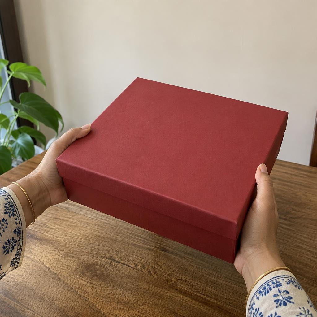 Kit box held in two hands to show its size (illustrative, size not confirmed)